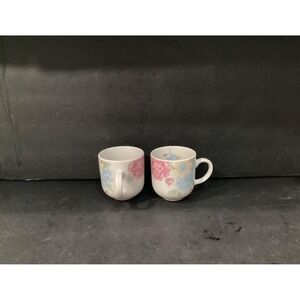 Tienshan Stoneware Floral Tea Coffee Cups Set Of 2